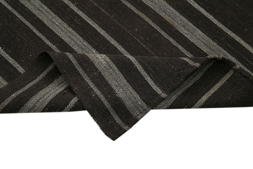 Striped Kilim Kahverengi Çizgili Keçi Tüyü El Dokuma Halısı 182x275 Agacan