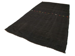 Striped Kilim Kahverengi Çizgili Keçi Tüyü El Dokuma Halısı 195x382 Agacan