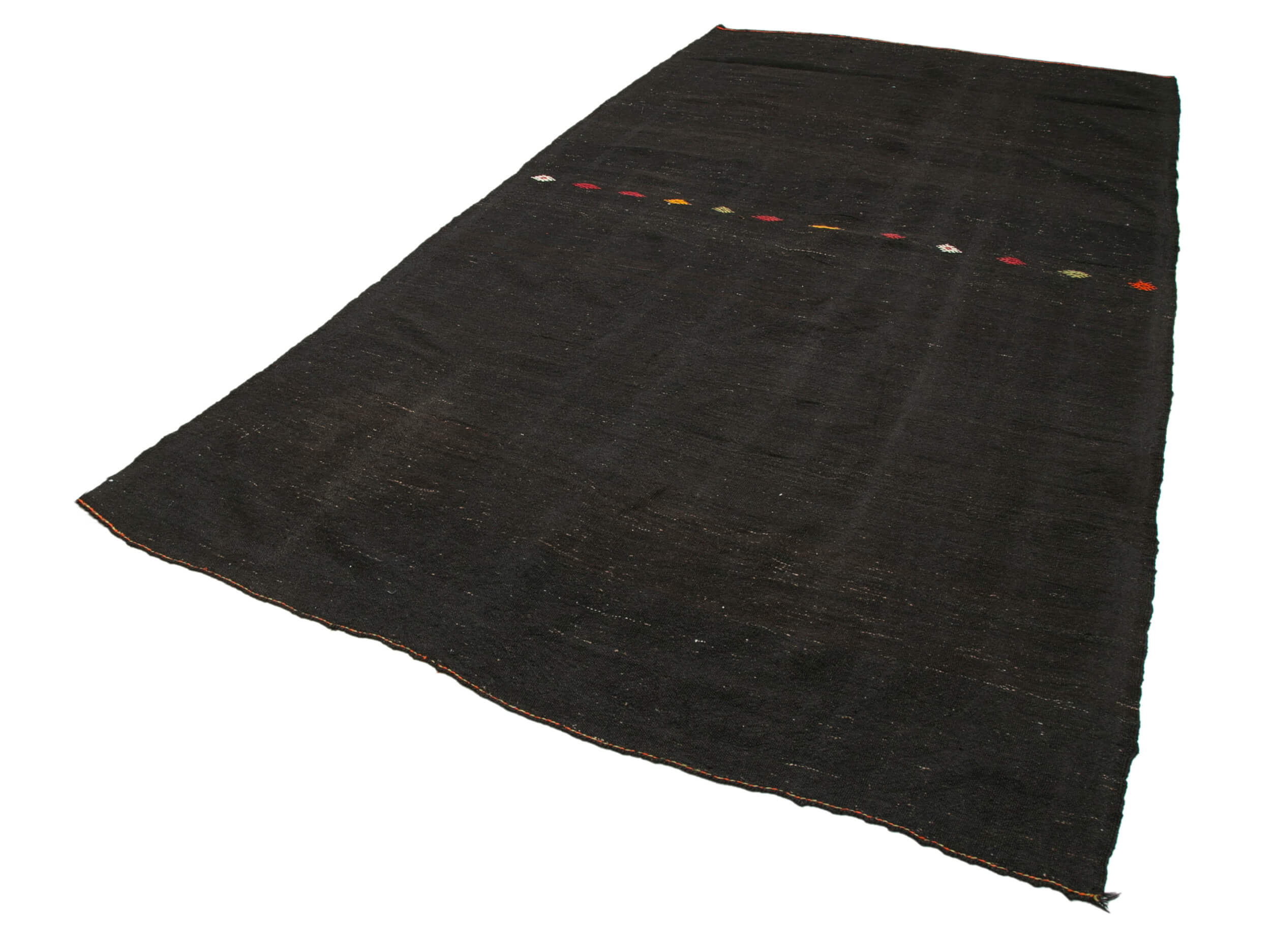 Striped Kilim Kahverengi Çizgili Keçi Tüyü El Dokuma Halısı 195x382 Agacan