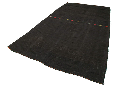 Striped Kilim Kahverengi Çizgili Keçi Tüyü El Dokuma Halısı 195x382 Agacan