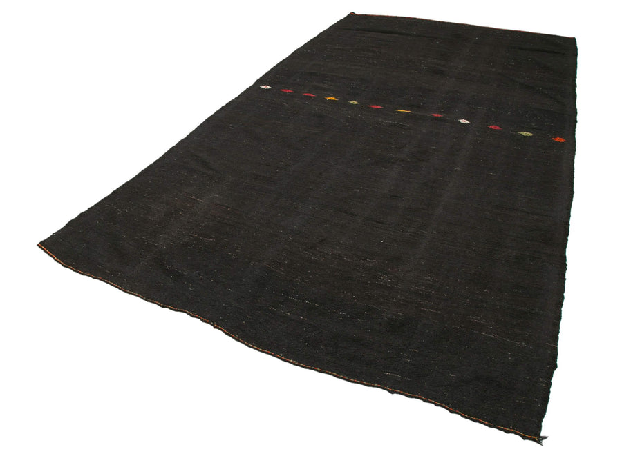 Striped Kilim Kahverengi Çizgili Keçi Tüyü El Dokuma Halısı 195x382 Agacan