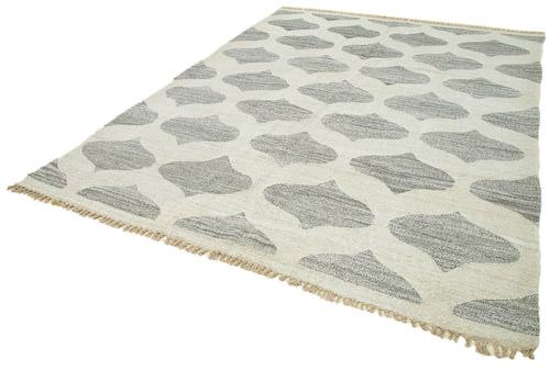Scrap Gri Geometrik Pamuk Yün El Dokuma Halısı 240x315 Agacan