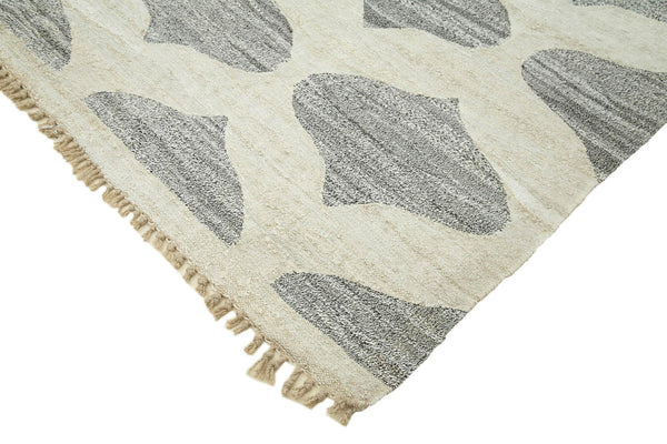Scrap Gri Geometrik Pamuk Yün El Dokuma Halısı 240x315 Agacan