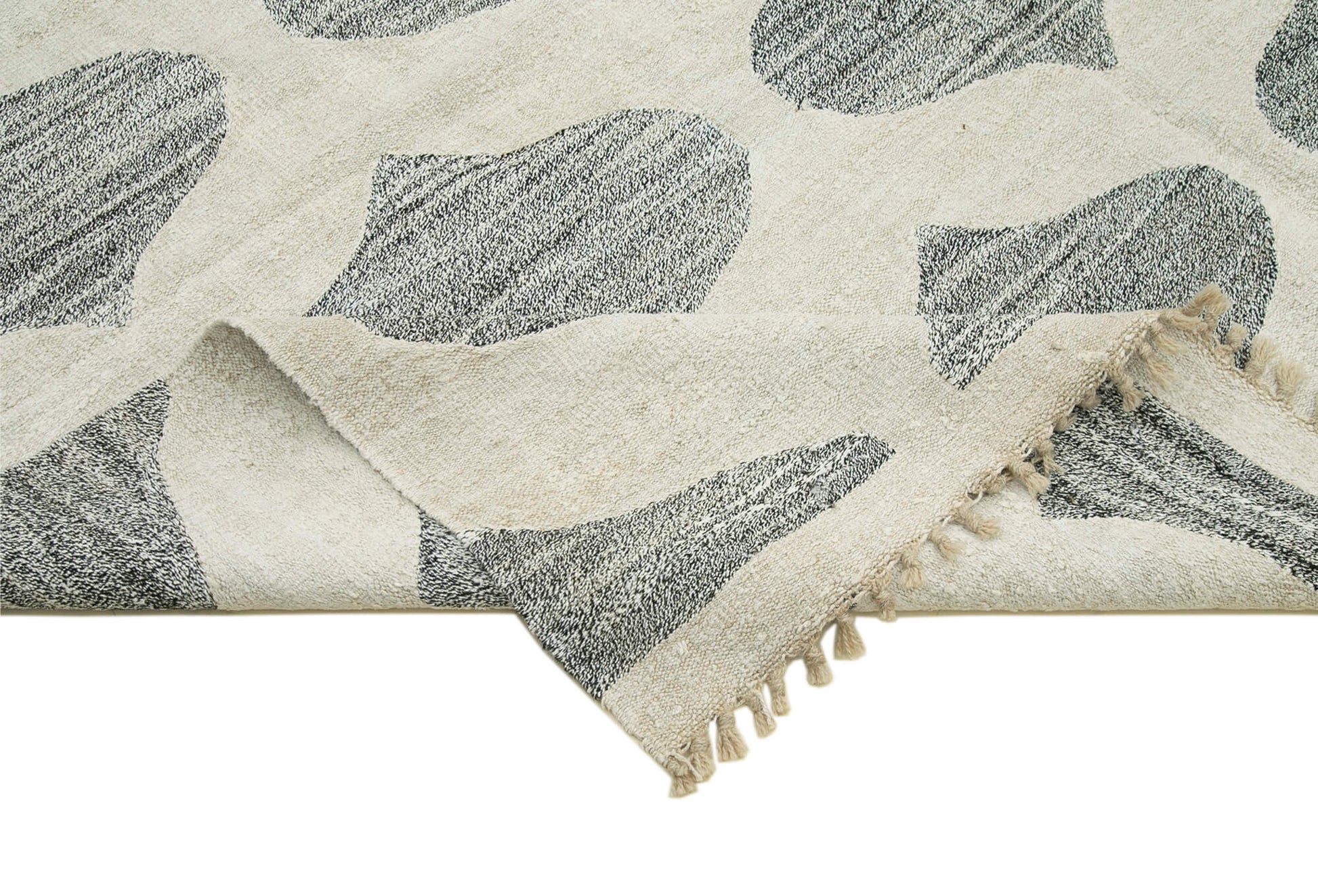 Scrap Gri Geometrik Pamuk Yün El Dokuma Halısı 240x315 Agacan