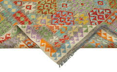 Scrap Turuncu Geometrik Pamuk Yün El Dokuma Halısı 254x347 Agacan