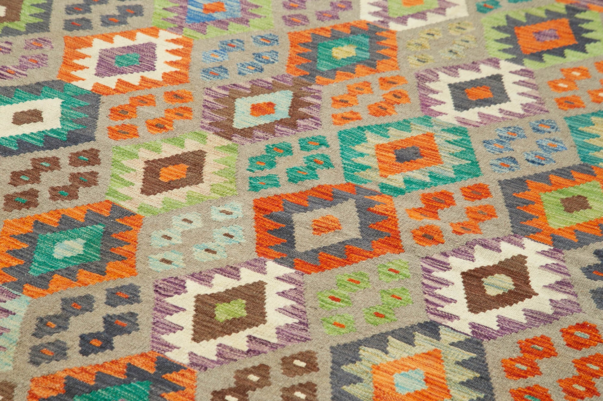 Scrap Fuşya Geometrik Pamuk Yün El Dokuma Halısı 260x349 Agacan