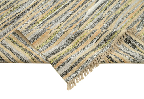 Scrap Fuşya Geometrik Pamuk Yün El Dokuma Halısı 283x411 Agacan