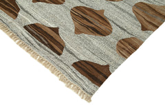 Scrap Mavi Geometrik Pamuk Yün El Dokuma Halısı 236x323 Agacan