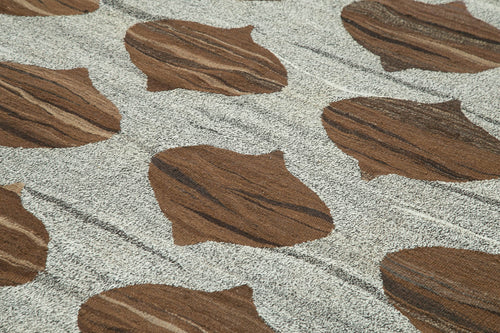 Scrap Mavi Geometrik Pamuk Yün El Dokuma Halısı 236x323 Agacan