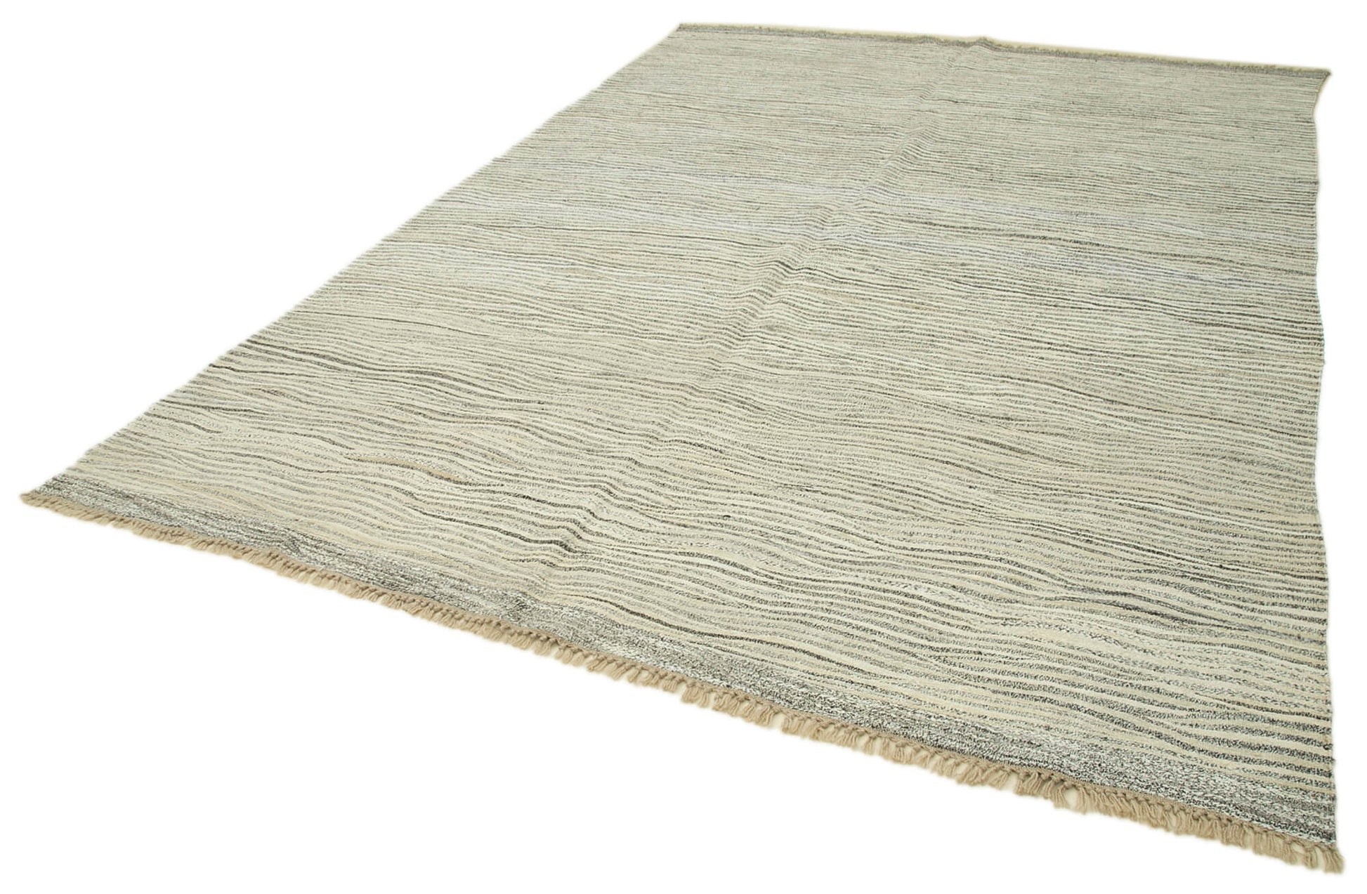 Scrap Gri Geometrik Pamuk Yün El Dokuma Halısı 264x368 Agacan