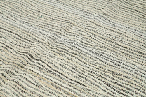 Scrap Gri Geometrik Pamuk Yün El Dokuma Halısı 264x368 Agacan