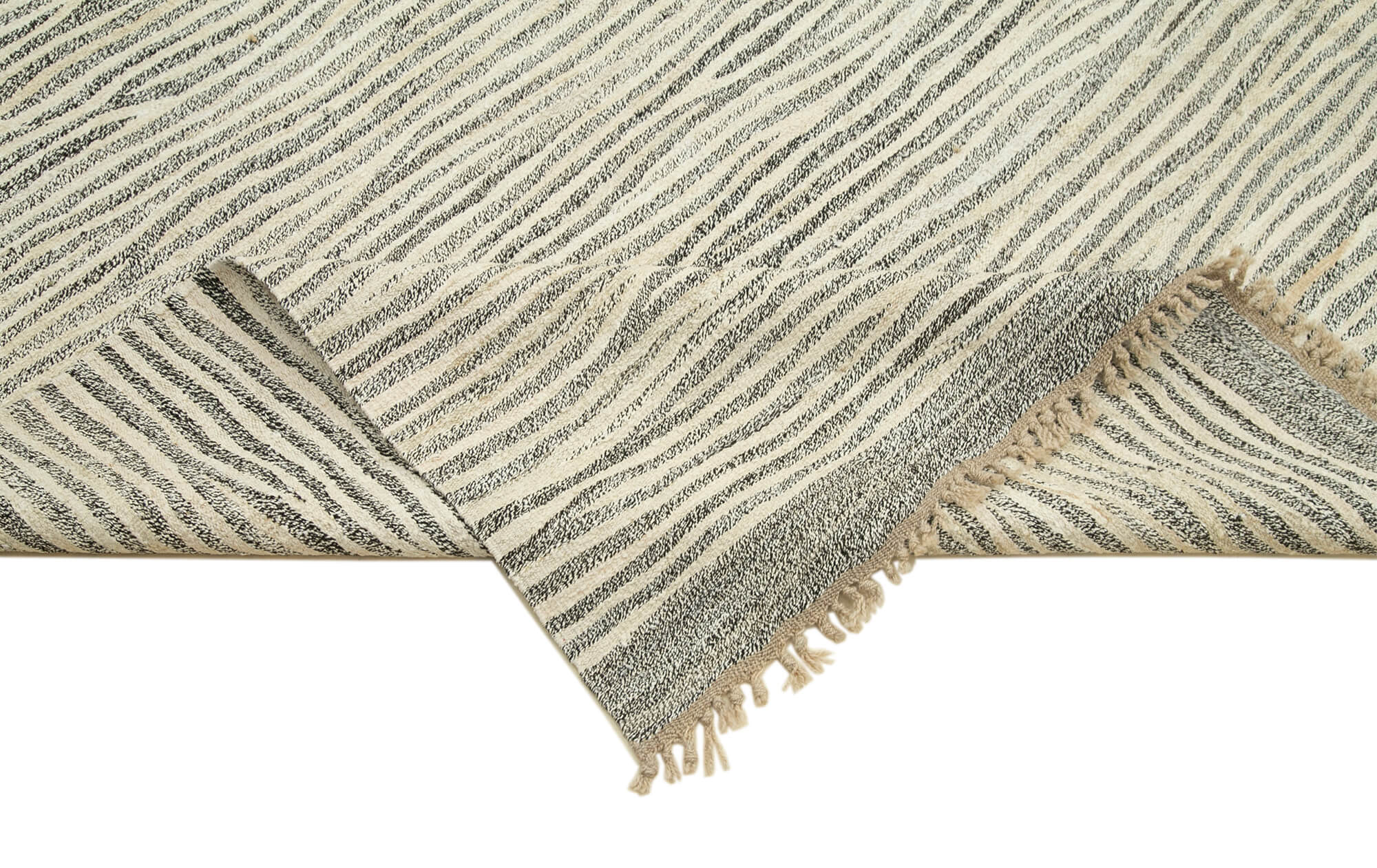 Scrap Gri Geometrik Pamuk Yün El Dokuma Halısı 264x368 Agacan