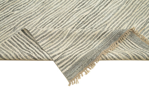 Scrap Gri Geometrik Pamuk Yün El Dokuma Halısı 264x368 Agacan