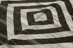 Scrap Gri Geometrik Pamuk Yün El Dokuma Halısı 253x318 Agacan