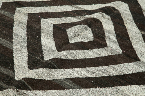 Scrap Gri Geometrik Pamuk Yün El Dokuma Halısı 253x318 Agacan