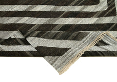 Scrap Gri Geometrik Pamuk Yün El Dokuma Halısı 253x318 Agacan