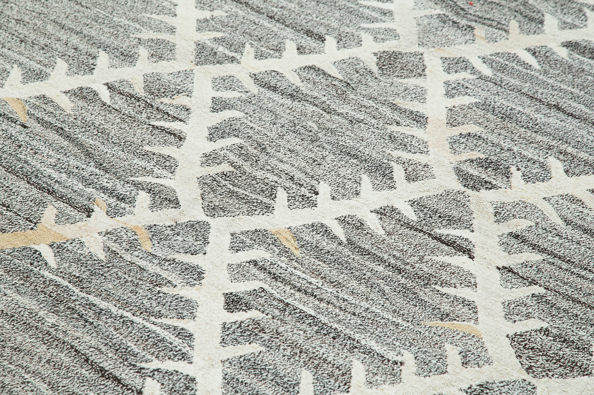 Scrap Gri Geometrik Pamuk Yün El Dokuma Halısı 254x350 Agacan