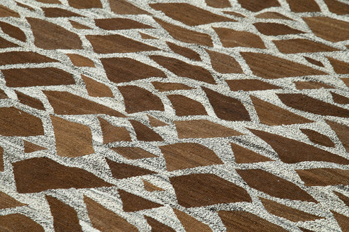 Scrap Gri Geometrik Pamuk Yün El Dokuma Halısı 244x326 Agacan