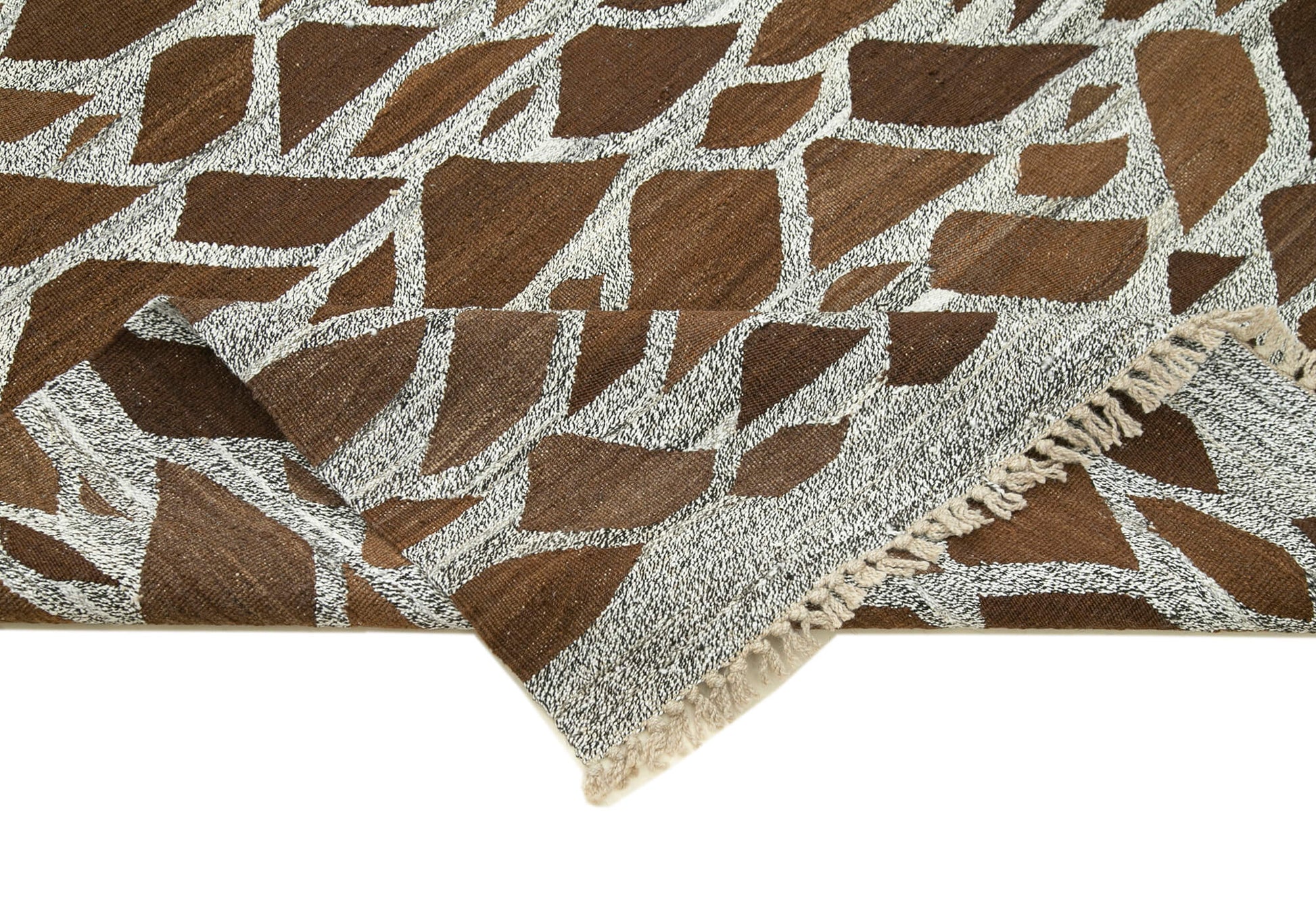 Scrap Gri Geometrik Pamuk Yün El Dokuma Halısı 244x326 Agacan