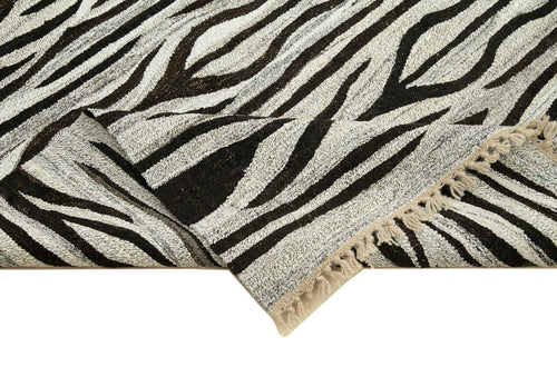 Scrap Gri Geometrik Pamuk Yün El Dokuma Halısı 250x325 Agacan