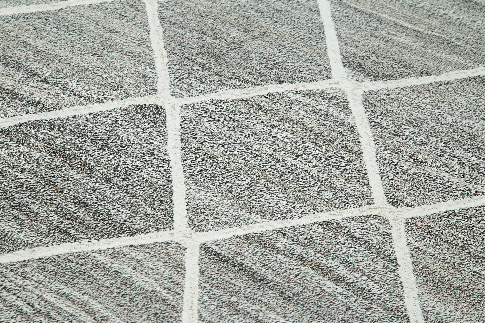 Scrap Gri Geometrik Pamuk Yün El Dokuma Halısı 242x317 Agacan