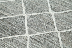 Scrap Gri Geometrik Pamuk Yün El Dokuma Halısı 242x317 Agacan