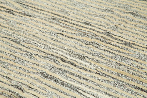 Scrap Bej Geometrik Pamuk Yün El Dokuma Halısı 244x325 Agacan