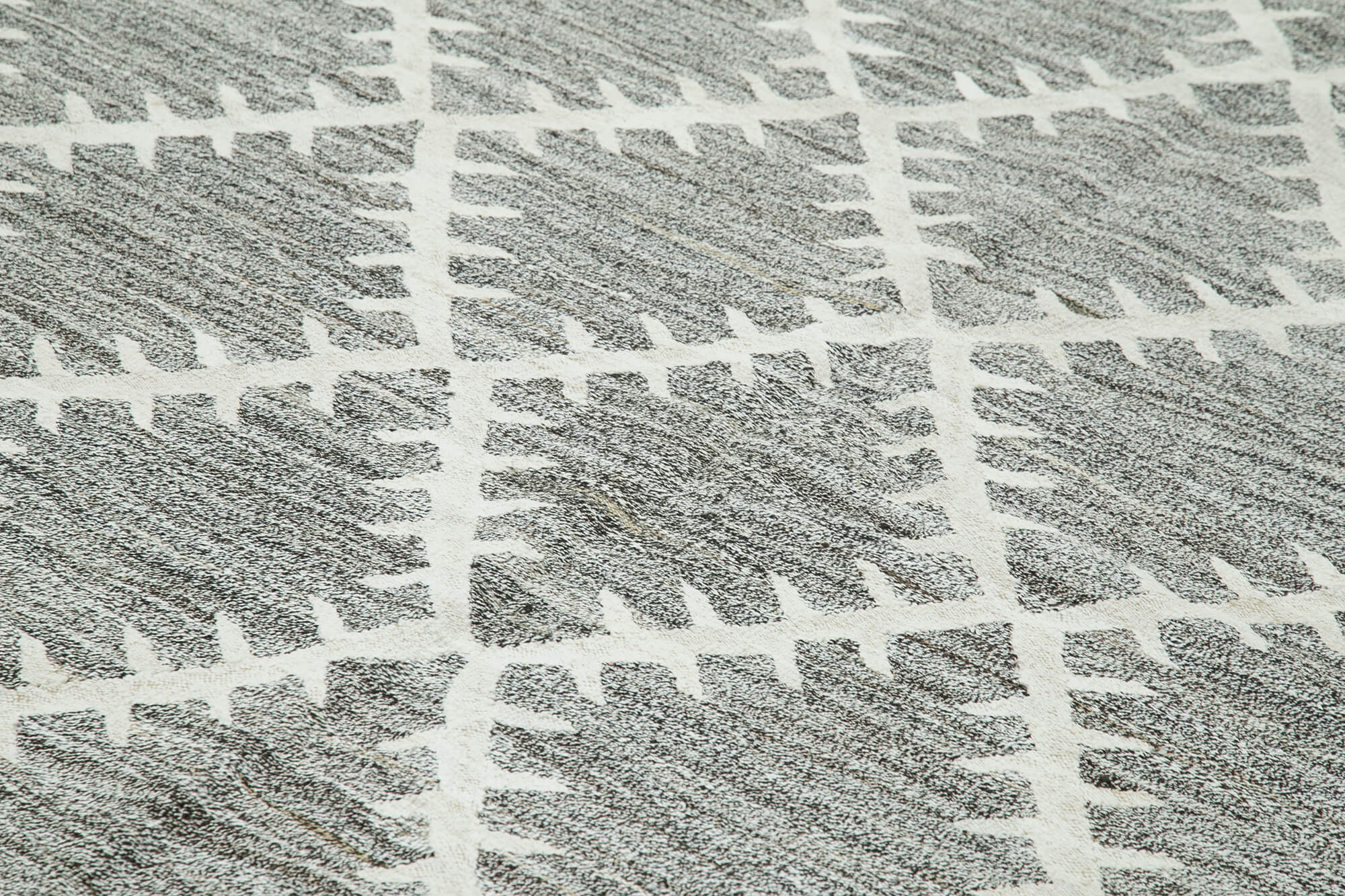 Scrap Gri Geometrik Pamuk Yün El Dokuma Halısı 244x324 Agacan