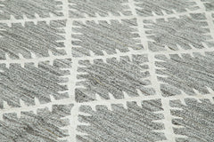Scrap Gri Geometrik Pamuk Yün El Dokuma Halısı 244x324 Agacan