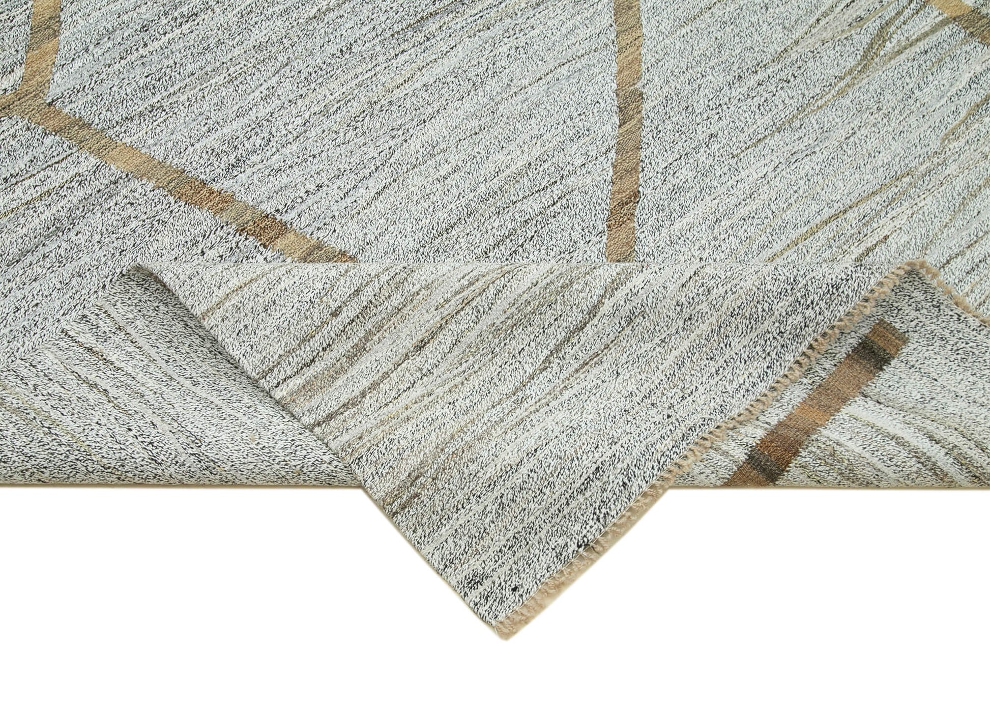 Scrap Gri Geometrik Pamuk Yün El Dokuma Halısı 268x370 Agacan