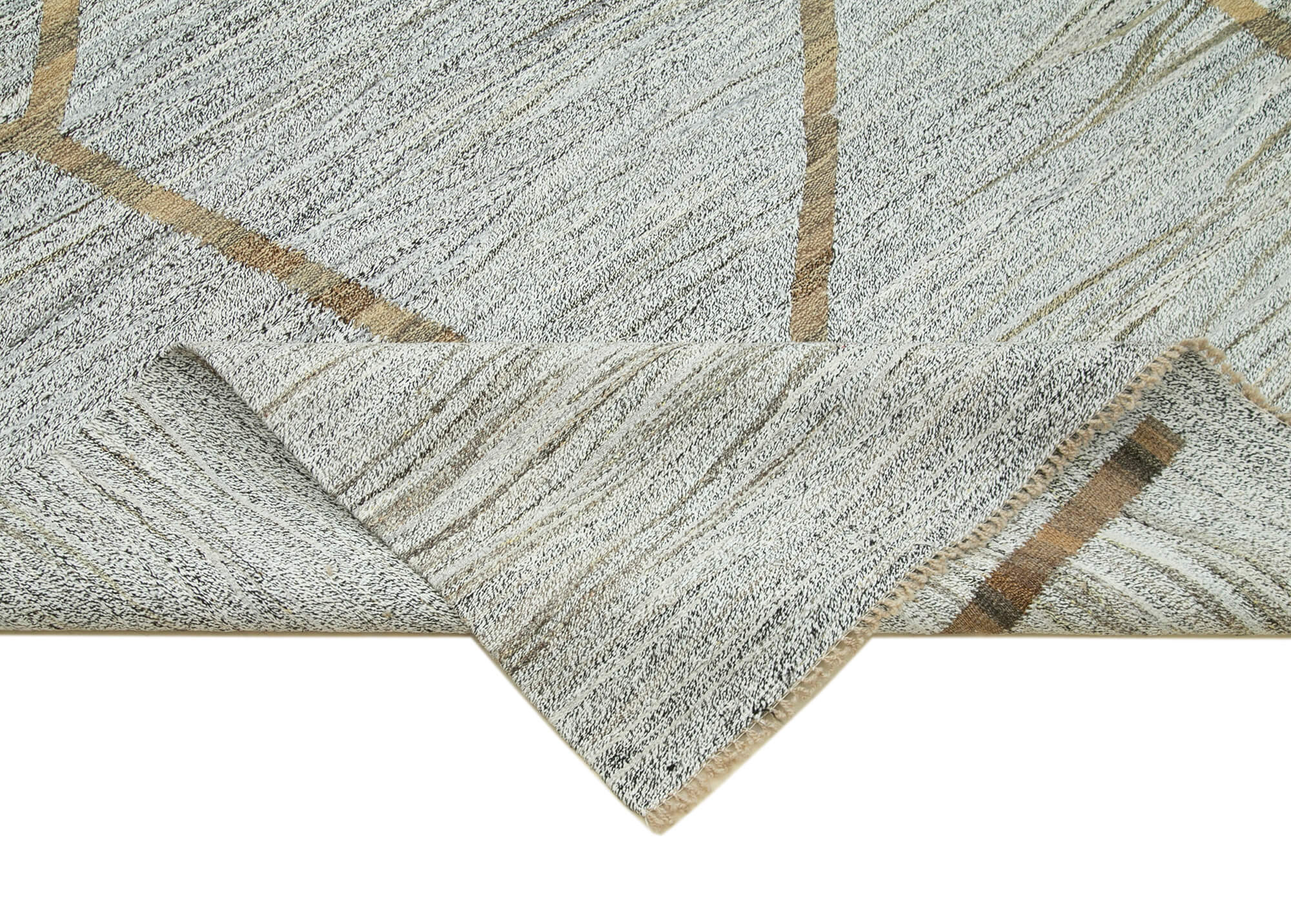 Scrap Gri Geometrik Pamuk Yün El Dokuma Halısı 268x370 Agacan