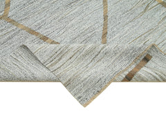 Scrap Gri Geometrik Pamuk Yün El Dokuma Halısı 268x370 Agacan