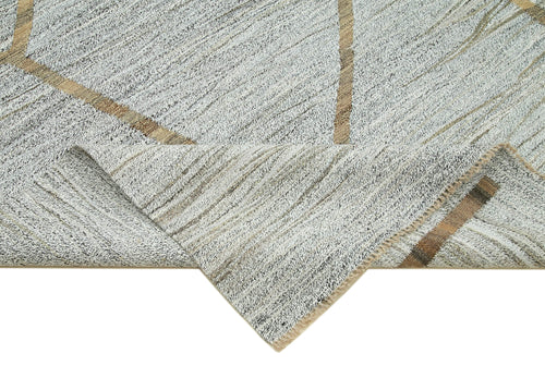 Scrap Gri Geometrik Pamuk Yün El Dokuma Halısı 268x370 Agacan