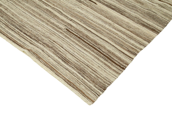 Scrap Bej Geometrik Pamuk Yün El Dokuma Halısı 247x420 Agacan