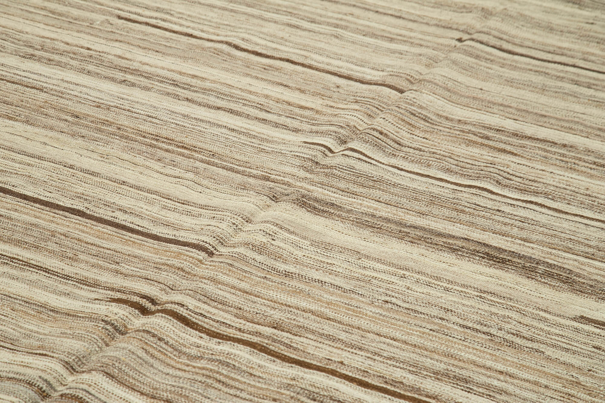 Scrap Bej Geometrik Pamuk Yün El Dokuma Halısı 247x420 Agacan