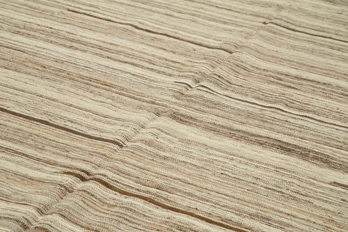 Scrap Bej Geometrik Pamuk Yün El Dokuma Halısı 247x420 Agacan