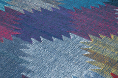 Scrap Mavi Geometrik Pamuk Yün El Dokuma Halısı 250x353 Agacan