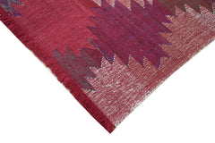 Scrap Kırmızı Geometrik Pamuk Yün El Dokuma Halısı 245x340 Agacan