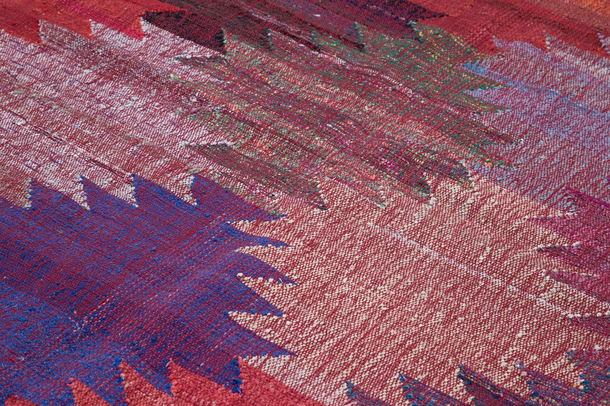 Scrap Kırmızı Geometrik Pamuk Yün El Dokuma Halısı 245x340 Agacan