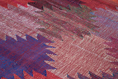 Scrap Kırmızı Geometrik Pamuk Yün El Dokuma Halısı 245x340 Agacan