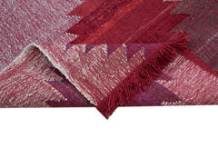 Scrap Kırmızı Geometrik Pamuk Yün El Dokuma Halısı 245x340 Agacan