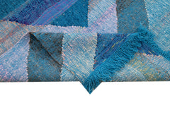 Scrap Mavi Geometrik Pamuk Yün El Dokuma Halısı 280x324 Agacan