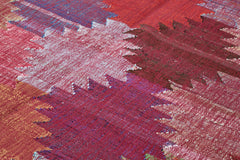 Scrap Kırmızı Geometrik Pamuk Yün El Dokuma Halısı 242x342 Agacan