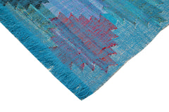 Scrap Mavi Geometrik Pamuk Yün El Dokuma Halısı 240x370 Agacan