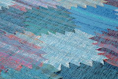 Scrap Mavi Geometrik Pamuk Yün El Dokuma Halısı 240x370 Agacan