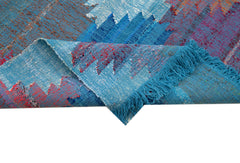 Scrap Mavi Geometrik Pamuk Yün El Dokuma Halısı 240x370 Agacan