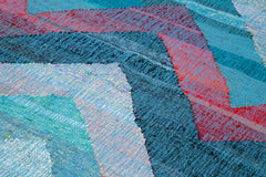 Scrap Mavi Geometrik Pamuk Yün El Dokuma Halısı 260x370 Agacan