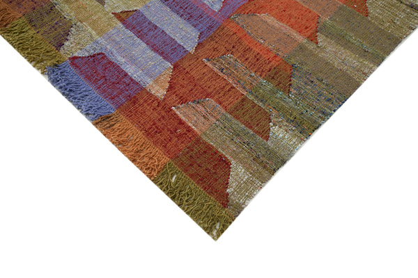 Scrap Beyaz Geometrik Pamuk Yün El Dokuma Halısı 305x414 Agacan