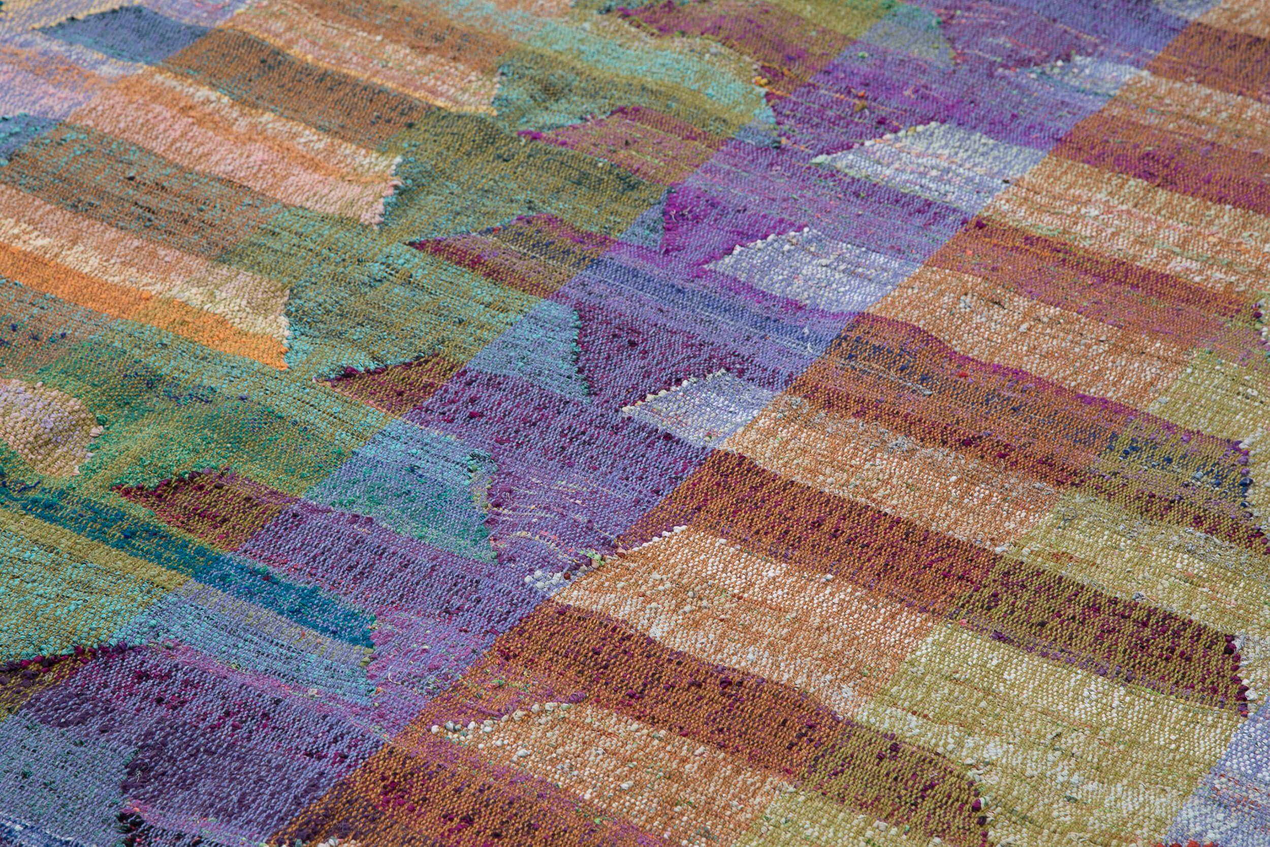 Scrap Beyaz Geometrik Pamuk Yün El Dokuma Halısı 305x414 Agacan