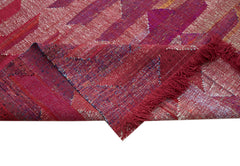Scrap Fuşya Geometrik Pamuk Yün El Dokuma Halısı 400x500 Agacan